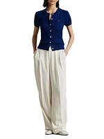 Cotton Short-Sleeve Cardigan
