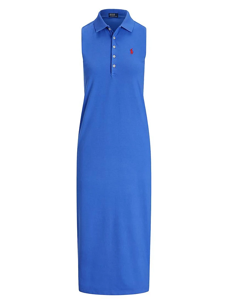 Stretch Cotton Polo Midi-Dress