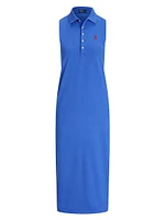 Stretch Cotton Polo Midi-Dress