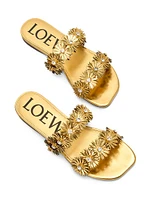 LOEWE x Paula's Ibiza Petal Flower Metallic Leather Flat Sandals