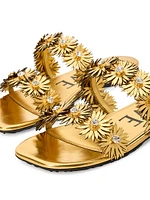 LOEWE x Paula's Ibiza Petal Flower Metallic Leather Flat Sandals