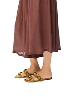 LOEWE x Paula's Ibiza Petal Flower Metallic Leather Flat Sandals