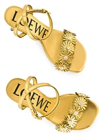 LOEWE x Paula's Ibiza Petal Flower & Crystal 90MM Metallic Leather Sandals