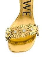 LOEWE x Paula's Ibiza Petal Flower & Crystal 90MM Metallic Leather Sandals