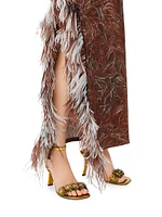 LOEWE x Paula's Ibiza Petal Flower & Crystal 90MM Metallic Leather Sandals