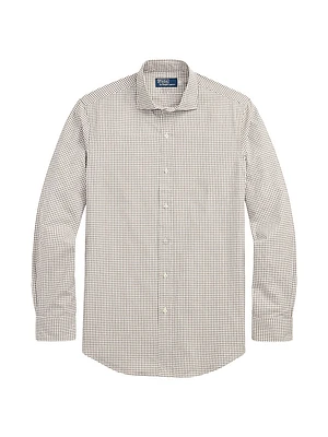 Glen Plaid Cotton Poplin Button-Front Shirt