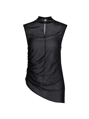 Ruched Sheer Georgette Top