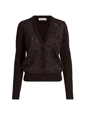 Lace & Cashmere V-Neck Cardigan