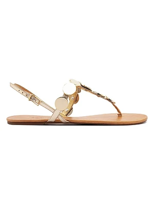 Acacia Metallic Leather T-Strap Sandals