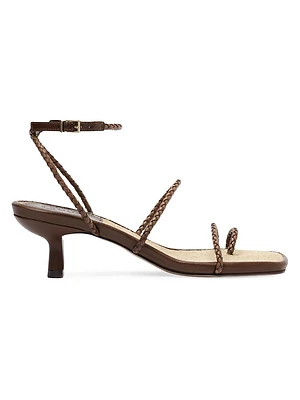 Kaya Straw Leather 75MM Mid Sandals