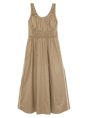 Anouk Ruched Cotton Midi-Dress