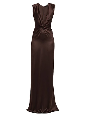 Satin Silk Twist Column Gown