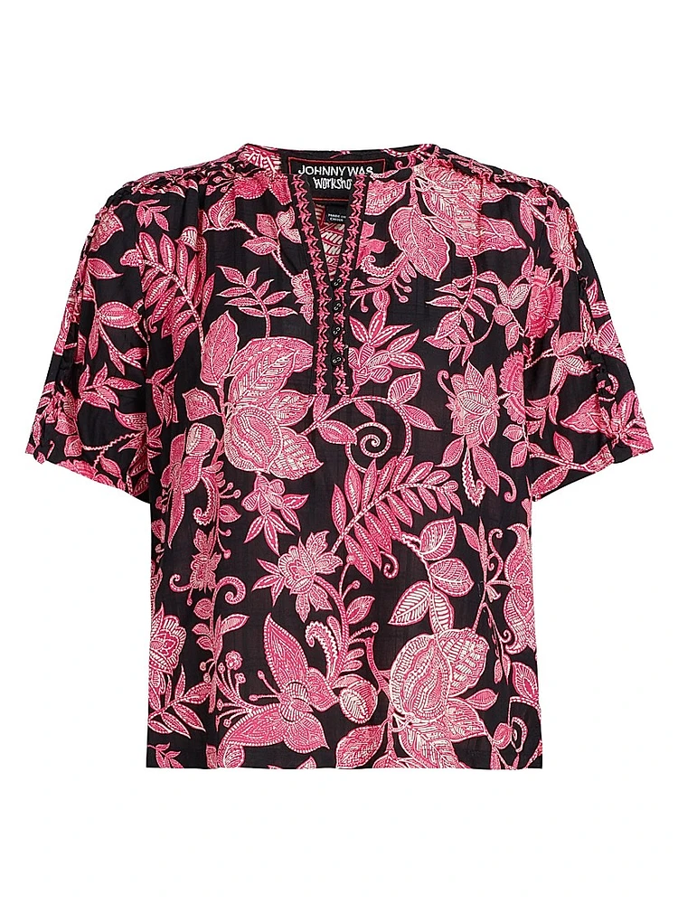 Ruffled Printed Cotton Top