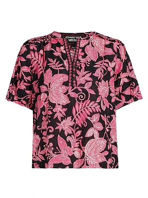 Ruffled Printed Cotton Top