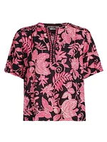 Ruffled Printed Cotton Top