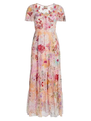 Valentina Floral Mesh Maxi Dress