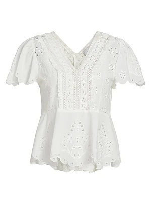 Elizabeth Eyelet Peplum Blouse