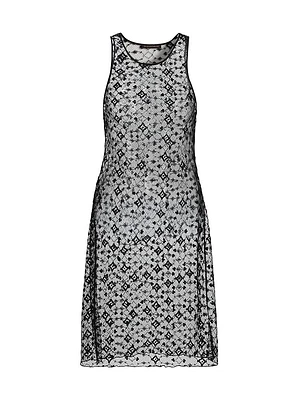 Diamond-Embroidered Sheer Midi-Dress