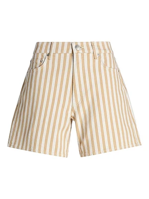 Kaia Striped Stretch Cotton-Blend Shorts