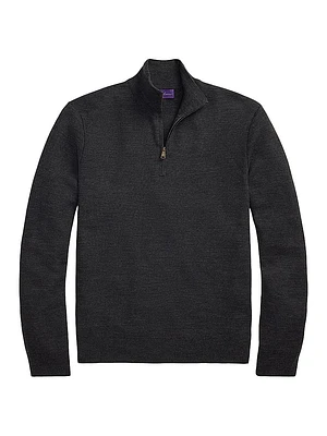 Piqué-Knit Wool Quarter-Zip Sweater