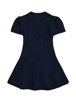 Little Girl's & Flag Puff-Sleeve Sweater Dress