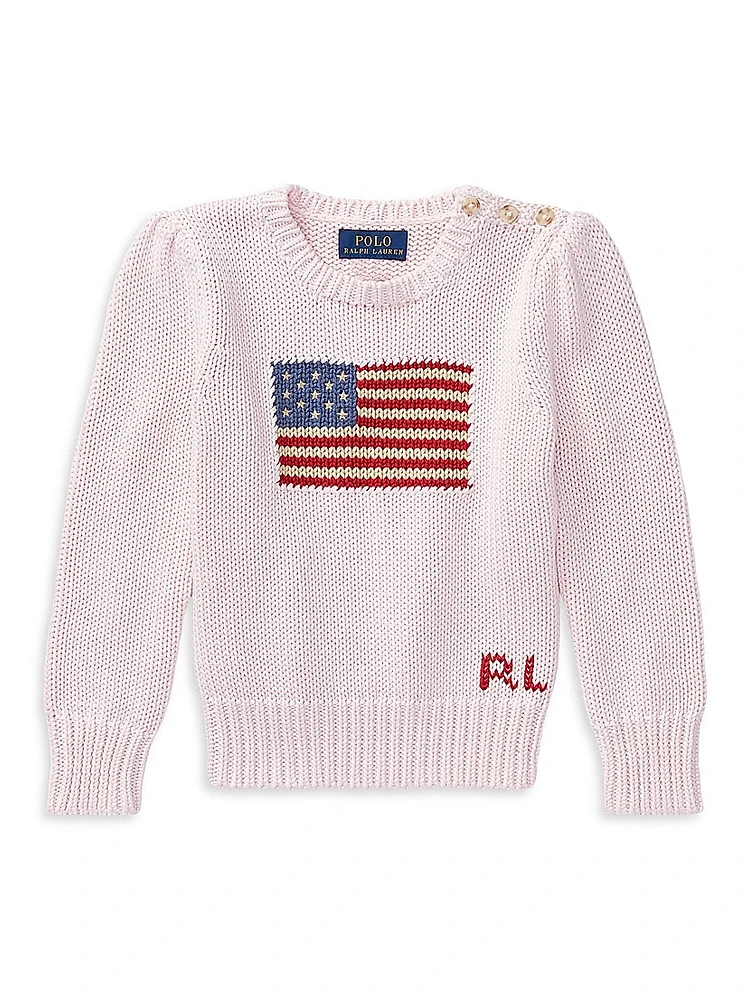 Little Girl's & Girl's American Flag Sweater