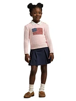 Little Girl's & Girl's American Flag Sweater