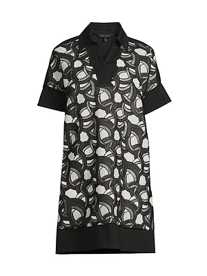 Mixed-Media Lace Shirtdress