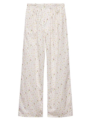 Floral Print Cotton Batiste Pants