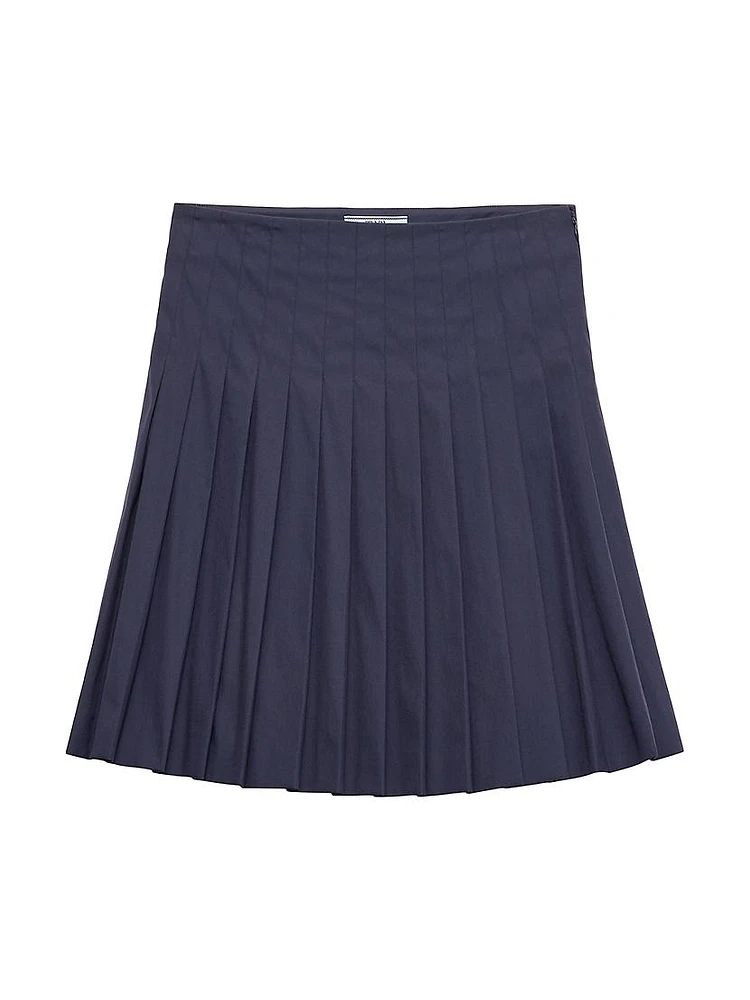 Pleated Poplin Mini Skirt