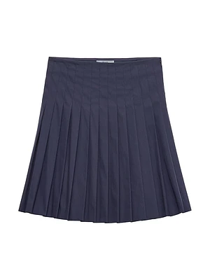 Pleated Poplin Mini Skirt