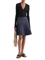 Pleated Poplin Mini Skirt
