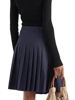 Pleated Poplin Mini Skirt
