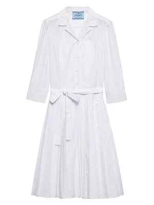 Pleated Poplin Shirt Dress