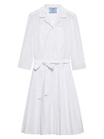 Pleated Poplin Shirt Dress
