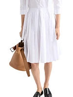 Pleated Poplin Shirt Dress