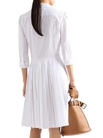 Pleated Poplin Shirt Dress