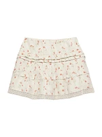 Floral Print Linen Mini Skirt