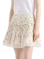 Floral Print Linen Mini Skirt