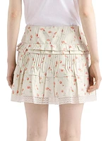 Floral Print Linen Mini Skirt