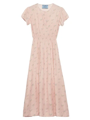 Floral Print Pongé Dress