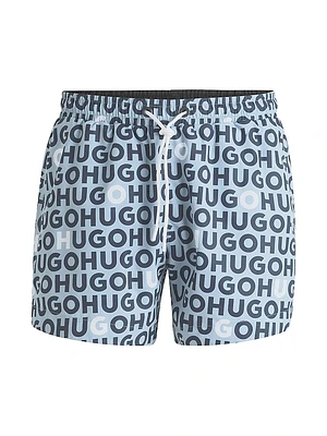 Logo-Print Swim Shorts with Drawcord