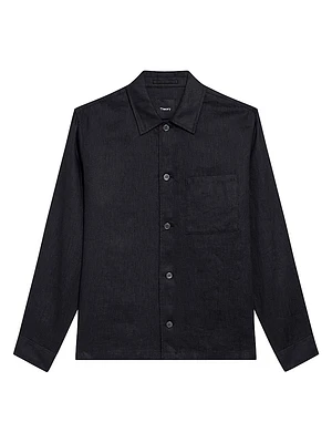 Linen Relaxed-Fit Button-Front Shirt
