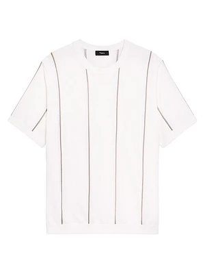 Striped Fine-Knit Cotton Crewneck T-Shirt