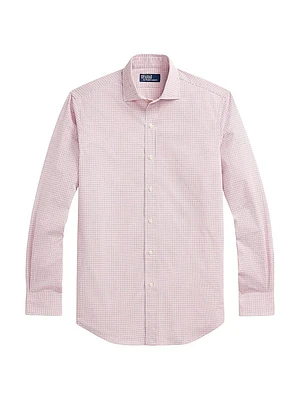 Check Cotton Poplin Button-Front Shirt