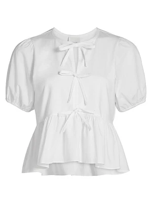 Mare Tie-Front Peplum Top