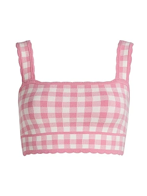 Jessyn Gingham Knit Crop Tank