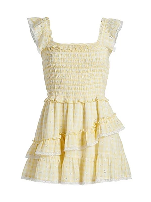 Aline Gingham Cotton Ruffle Minidress