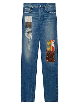 LOEWE x Paula's Ibiza Patchwork Straight-Leg Jeans