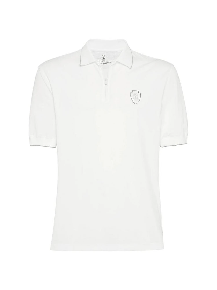 Techno Piqué Polo Shirt with Half Zip